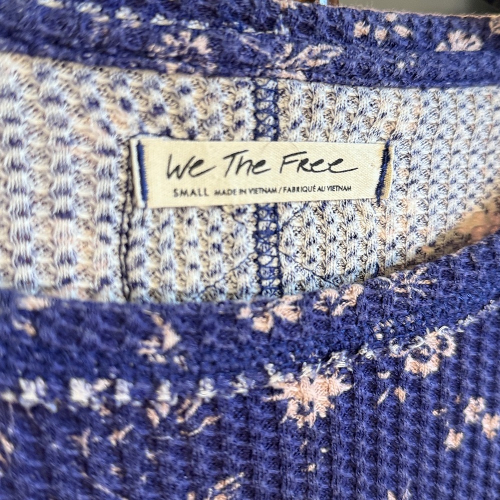 Free People Floral Blue Long Sleeve Top - Picture 2 of 2